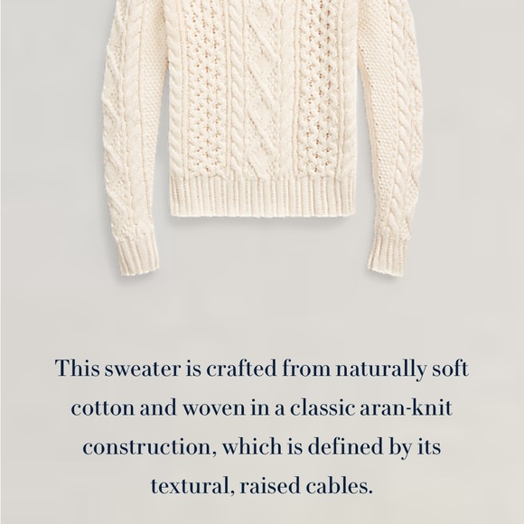 Polo Cream Cable Knit Sweater - Picture 4 of 8